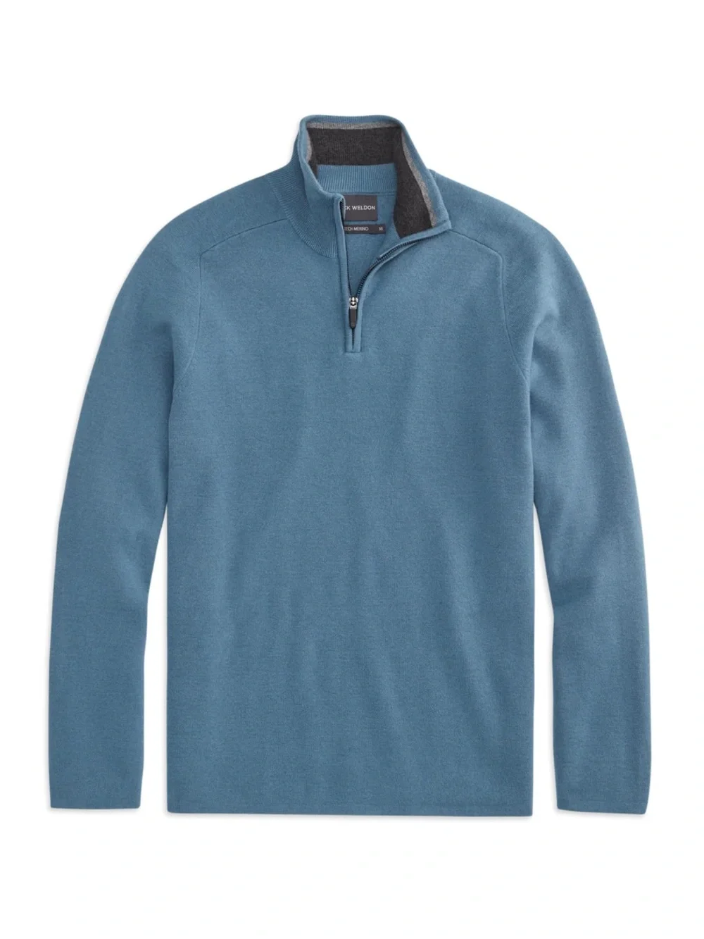 Mack Weldon Ice Blue Tech Merino Quarter-Zip Fleece Sweater, Small